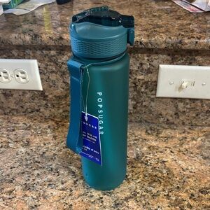 POPSUGAR Teal Matte Insulated Water Bottle with Carry Strap